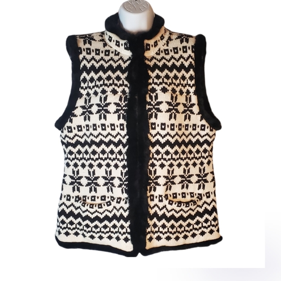 Talbots Jackets & Blazers - TALBOTS black & white cream Nordic Primaloft Vest size large